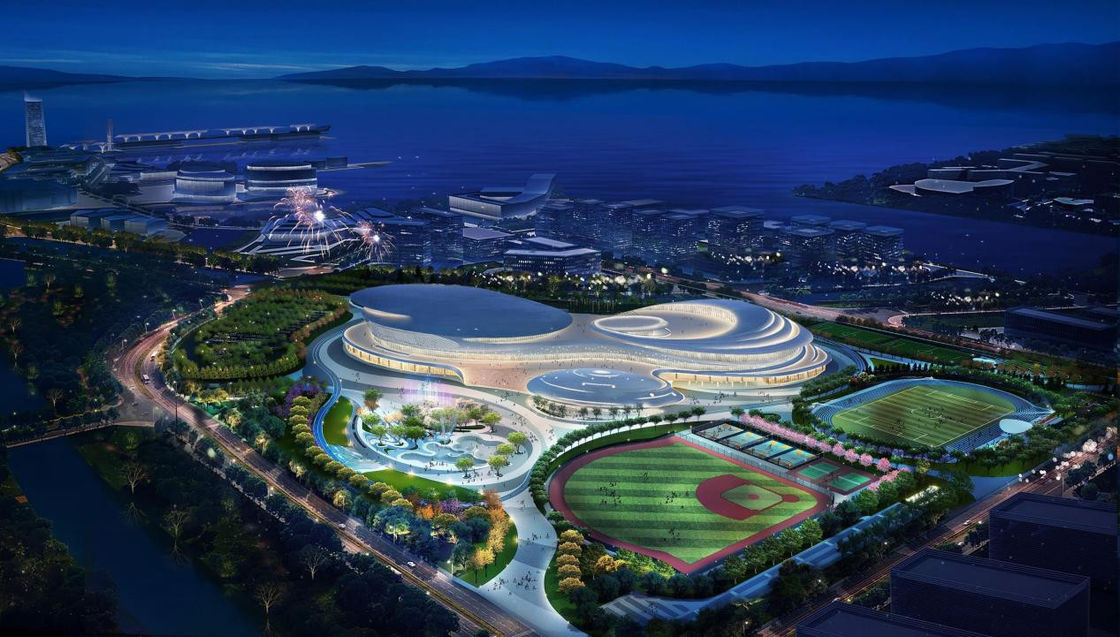 สร้างอย่างรวดเร็ว การประหยัดแรงงาน การออกแบบ Prefab Prefab Gym โครงสร้างเหล็ก ฟุตบอล / บาสเก็ตบอล Gym Building โครงสร้างเหล็ก